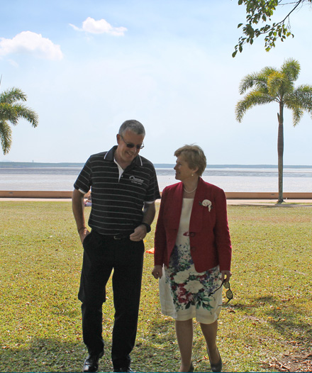 Senator Christine Milne with Quicksilver Group Environment<br> Compliance Manager, Doug Baird.